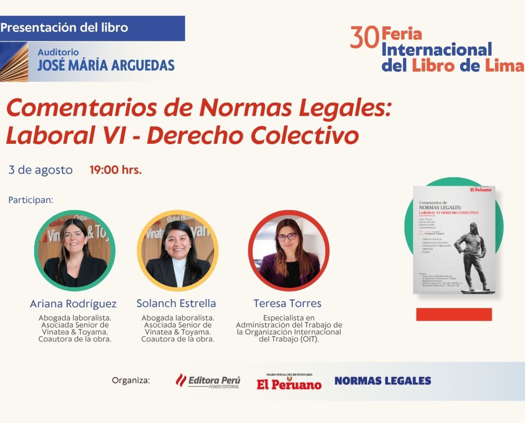 FIL Lima 2026: Presentarán “Comentarios de Normas Legales: Laboral VI – Derecho Colectivo»