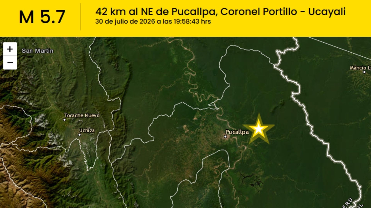 Un sismo de 5,7 sacudió Pucallpa la noche de hoy jueves y se sintió en Lima, según reporta el IGP