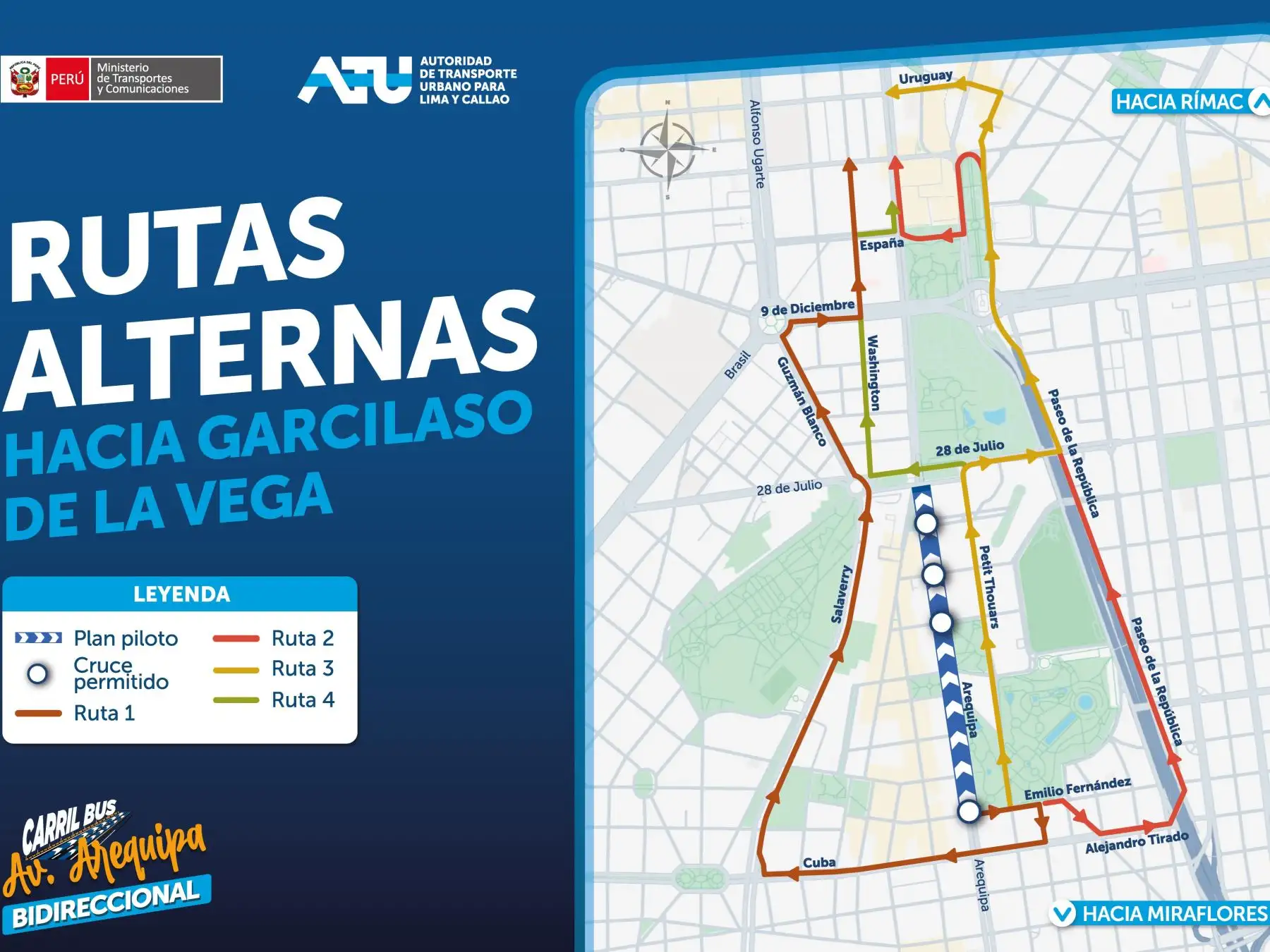 Desde hoy implementan carril bus en av. Arequipa: aquí las rutas alternas hacia Wilson