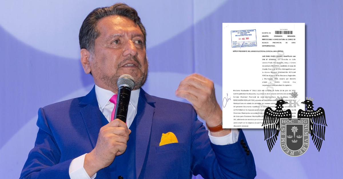 Luis Rubio anunció su RENUNCIA irrevocable a candidatura a la Alcaldía de Lima