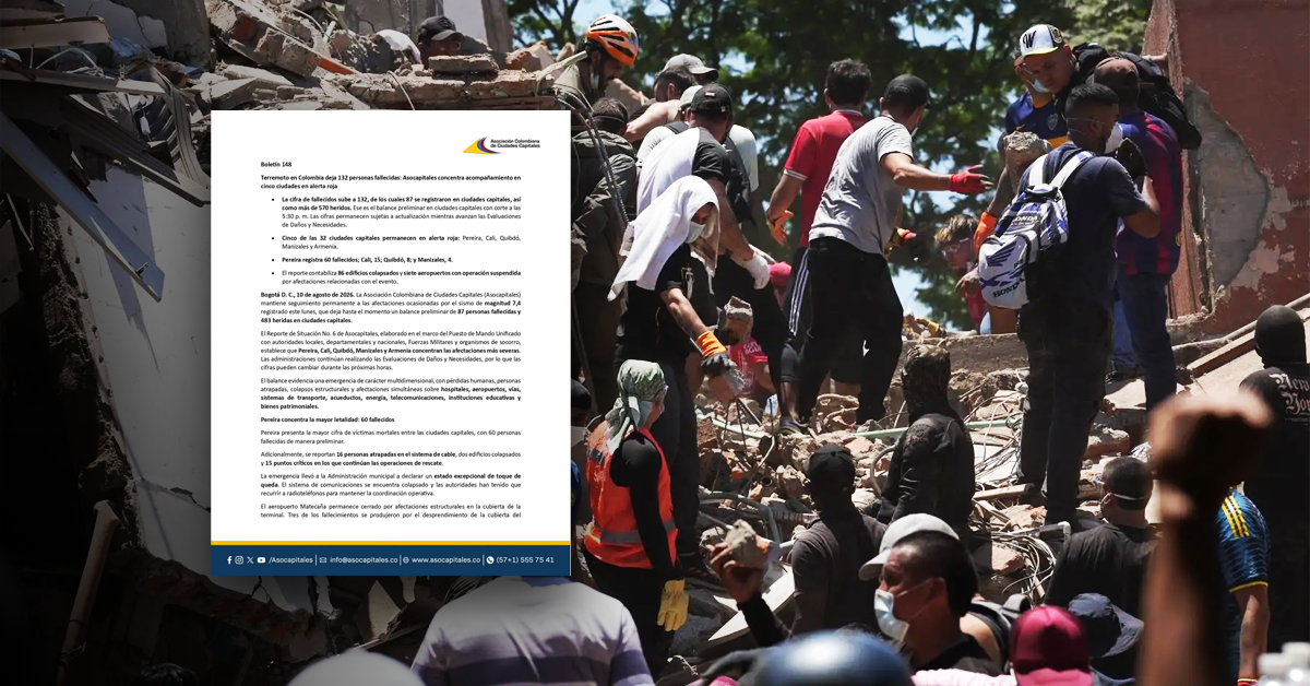 Terremoto en Colombia: Aumenta a 132 el número de muertes y a más de 500 los heridos