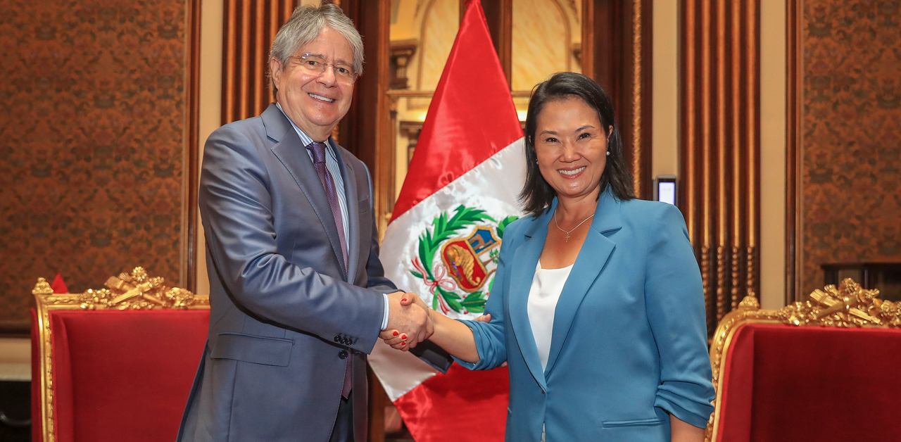 Presidenta Keiko Fujimori recibió visita del exmandatario ecuatoriano Guillermo Lasso