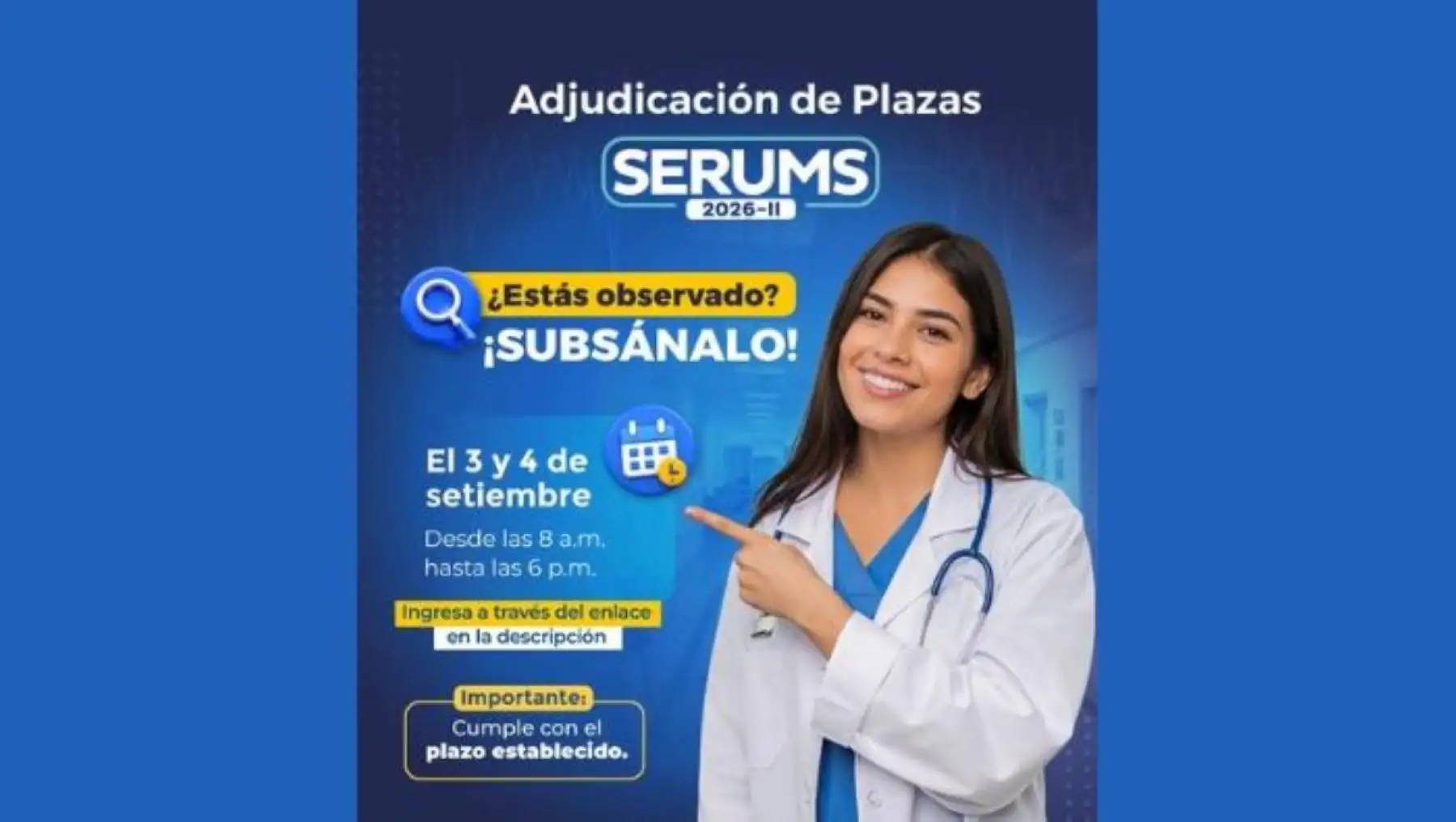 Serums 2026-II: Minsa publica lista de aptos y observados para la adjudicación de plazas