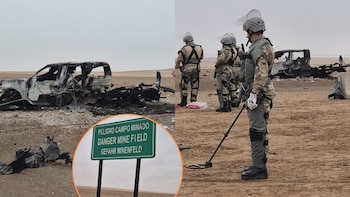 Explosión en la frontera Chile y Perú deja camioneta destruida tras pisar mina antitanque